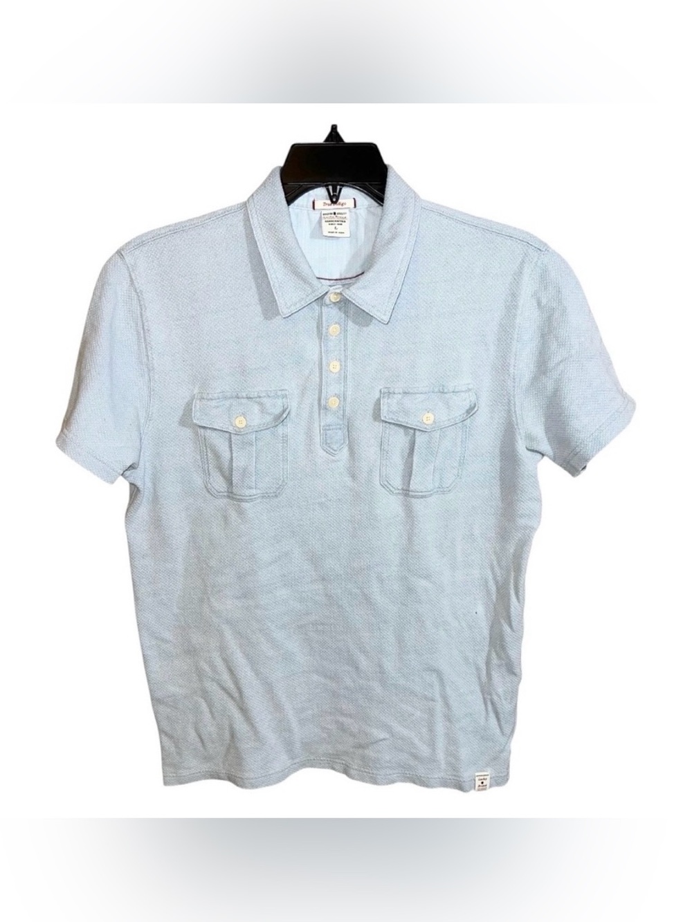 Lucky Brand Polo Shirt Men’s Size L Blue True Indigo Handcrafted Short Sleeve